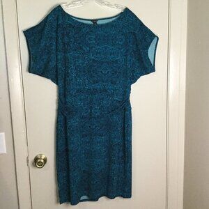 Ann Taylor Blue Paisley Crepe Dolman Sleeve Dress